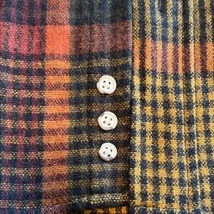 St. John's Bay Plaid Wool Shirt - Brown and Orange Gold and Burgundy